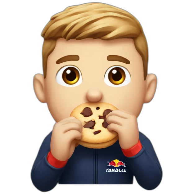 Max Verstappen eating a cookie emoji
