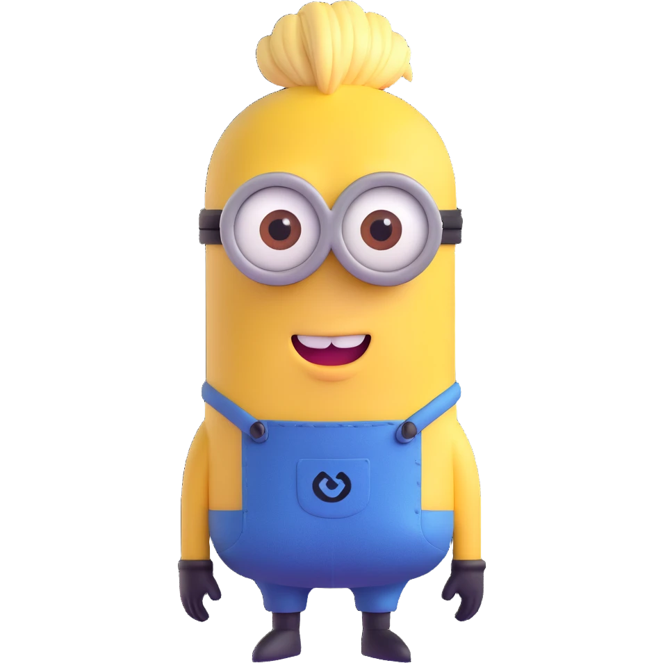 yellow minion character with ponytail hairstyle emoji
