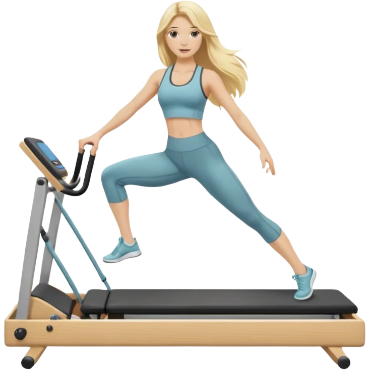 long haired blonde pilates instructor teaching reformer emoji