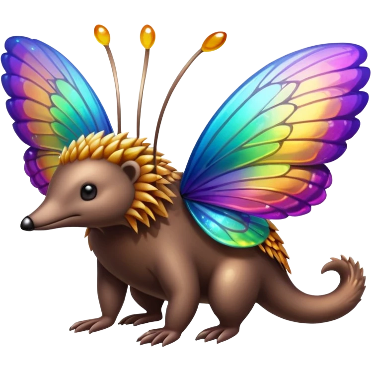 echidna with butterfly wings and sparkle emoji