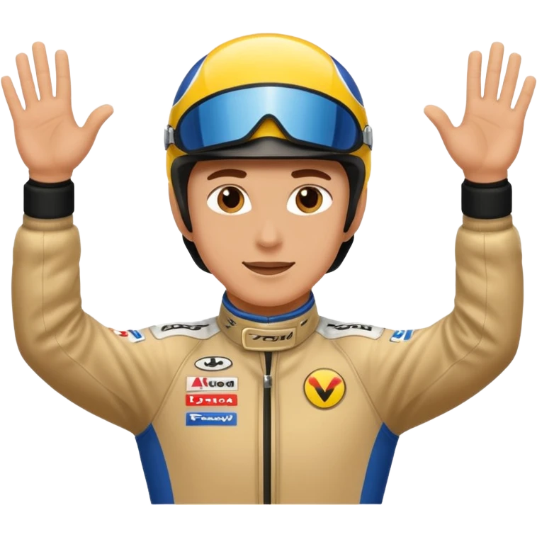 Race driver arms streched out emoji