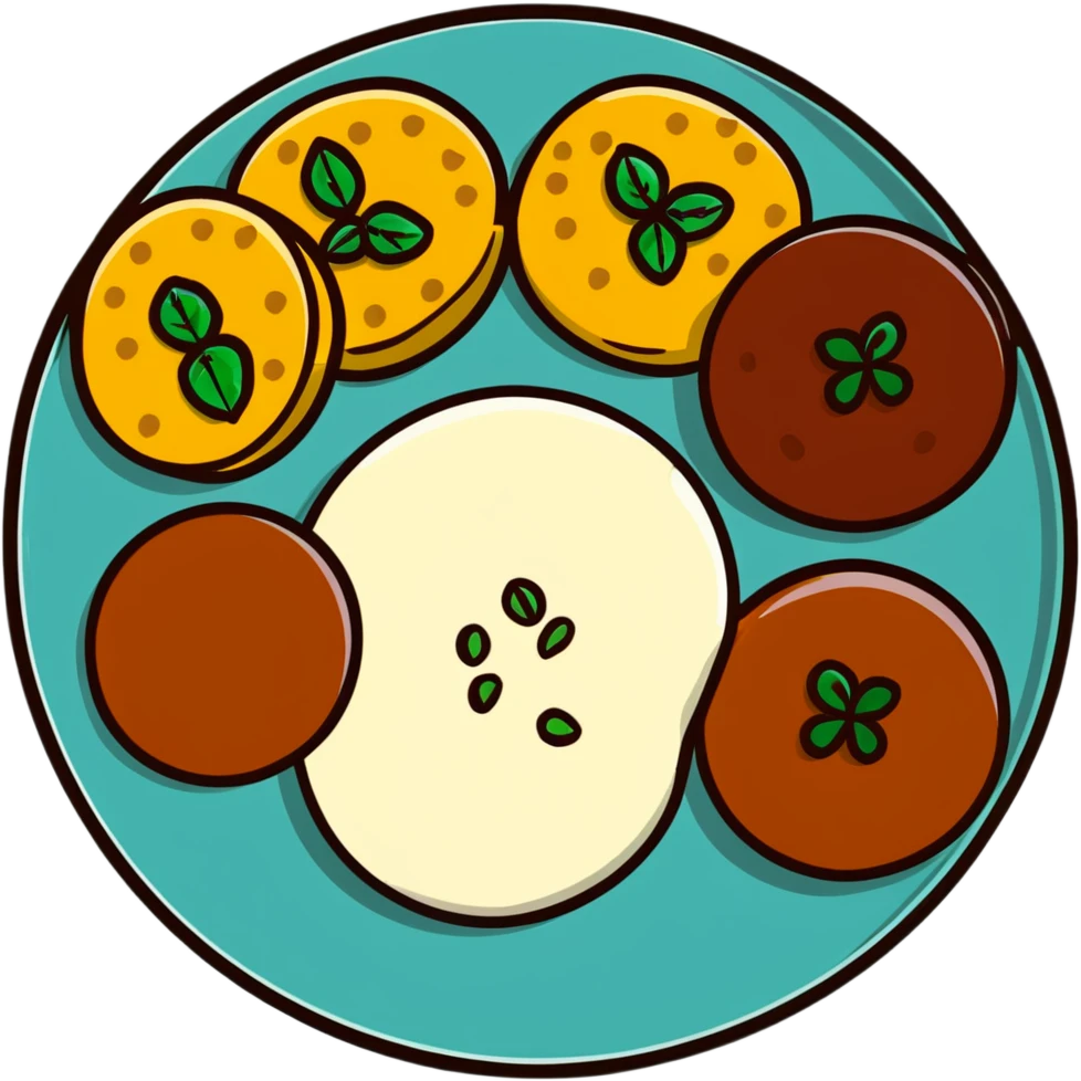 Small plate of Aloo Tikki Chaat with chickpeas, potato patties, yogurt and tamarind chutney emoji