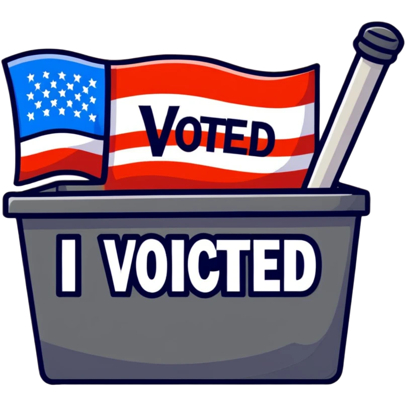 I voted sticker with American flag emoji