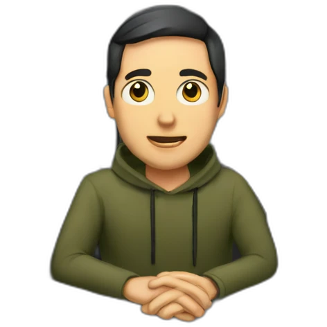 man in an underground bunker in front of several monitors emoji