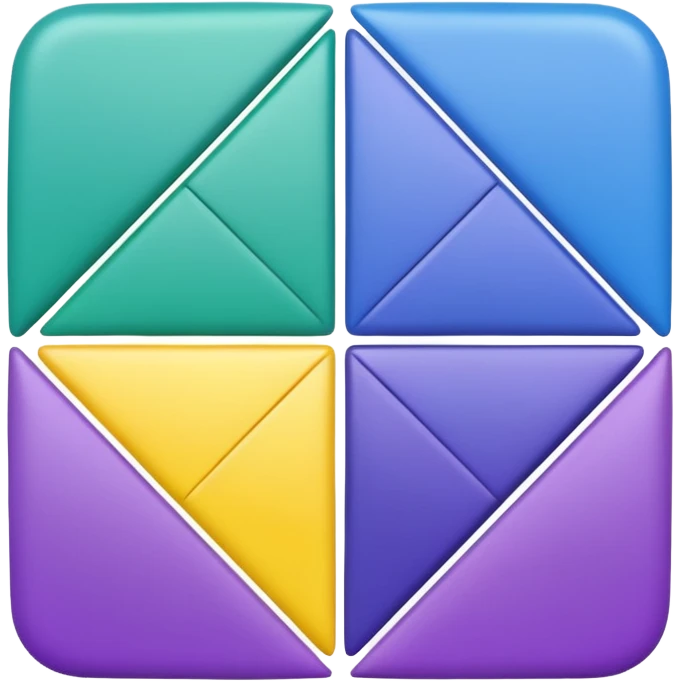 Bandera color azul amarillo morado y verde, seccionada en 4 partes iguales cuadradas emoji