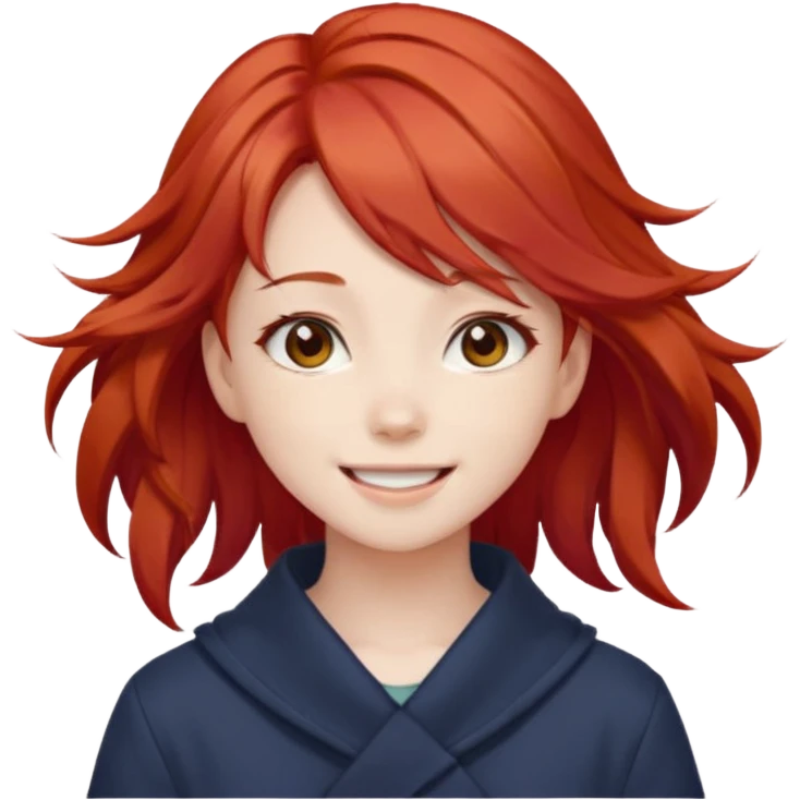cute anime girl with red blowing hair emoji