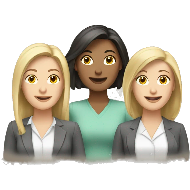 Three Caucasian female coworkers  emoji