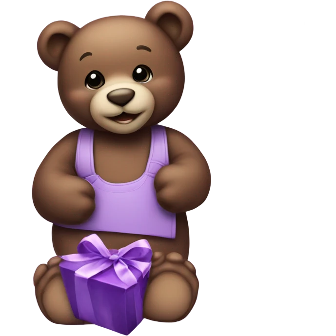 purple Teddy Bear holding chocolates and pink & purple roses emoji