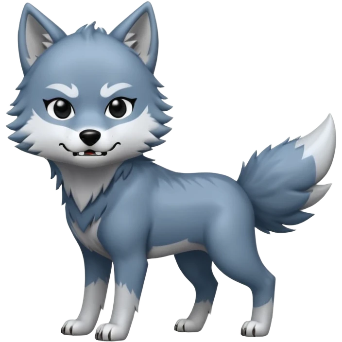 Toony Chibi bluish-silvery Cool Edgy Scarred Badass Ginga Nagareboshi Gin/Silver Fang the wolf (full body) (feral) (4 legs) (canine) emoji