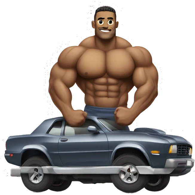 Bodybuilder on car emoji