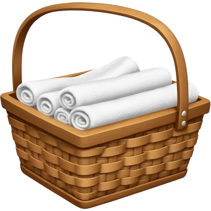 Wooden basket with white towel emoji