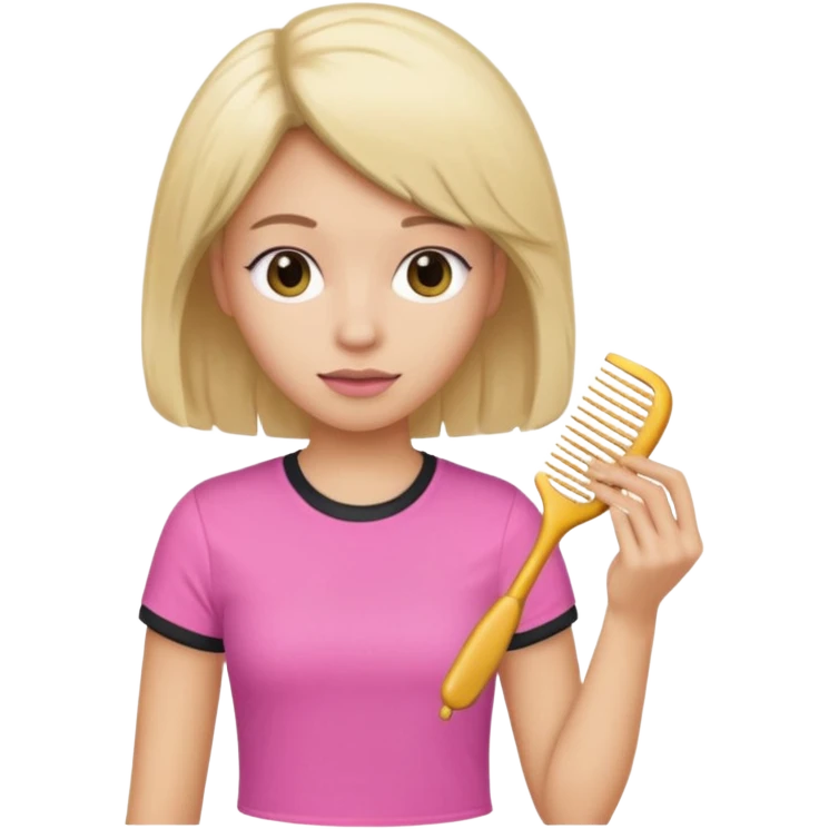 peluquera con camiseta rosa y peine en la mano emoji