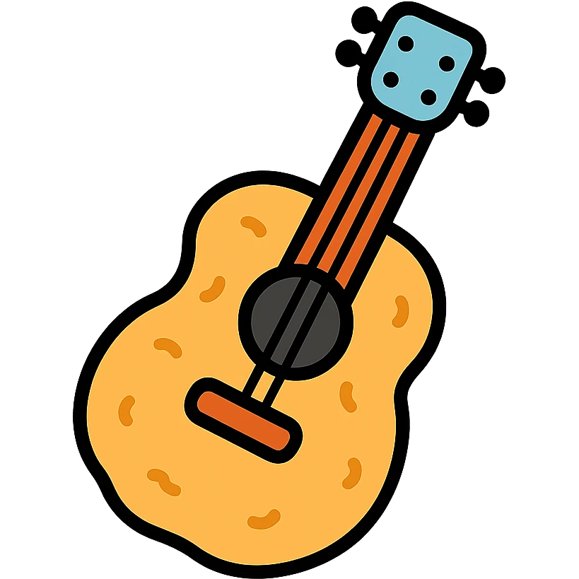 color outline icon of a chicken nugget guitar emoji