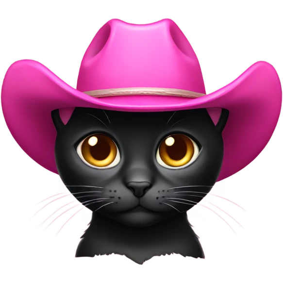 Black cat with pink cowboy hat  emoji