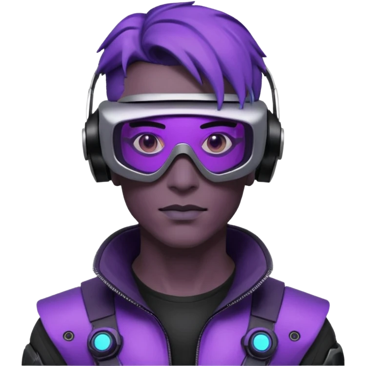 Cyberpunk man fappy head 3d puruple cyber VR -glasses only head emoji
