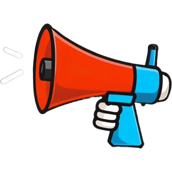 cartoon megaphone emitting sound emoji