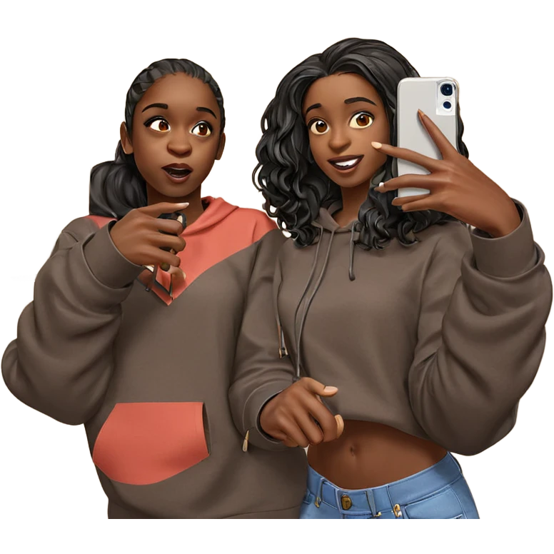 dark-skinned girl taking selfie emoji