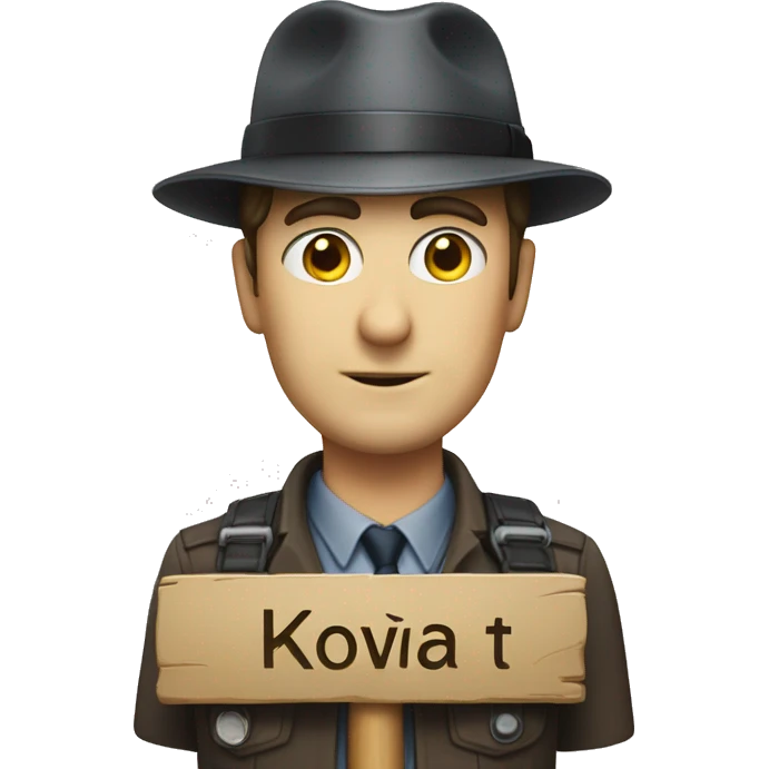 Man inspector with a sign that says Копипаст emoji