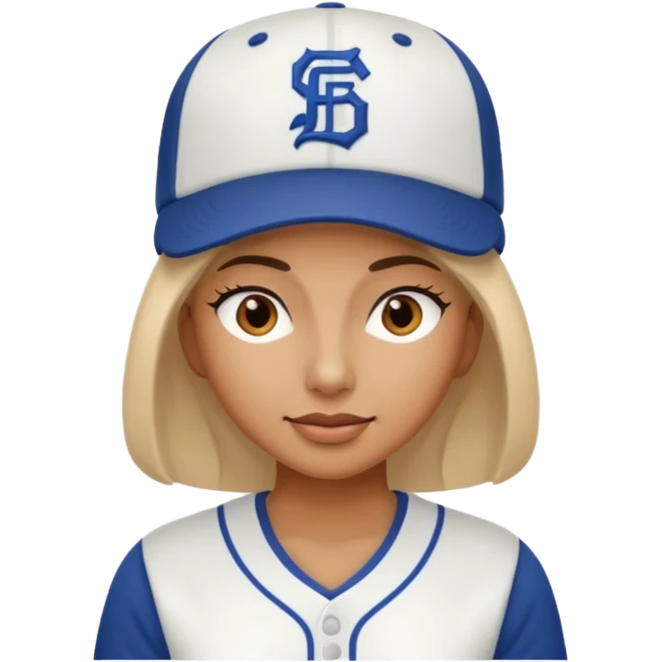 woman with white jersey and baseball hat emoji