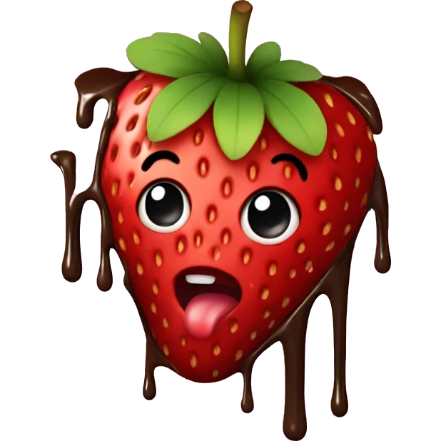 Strawberry with chocolate drip emoji