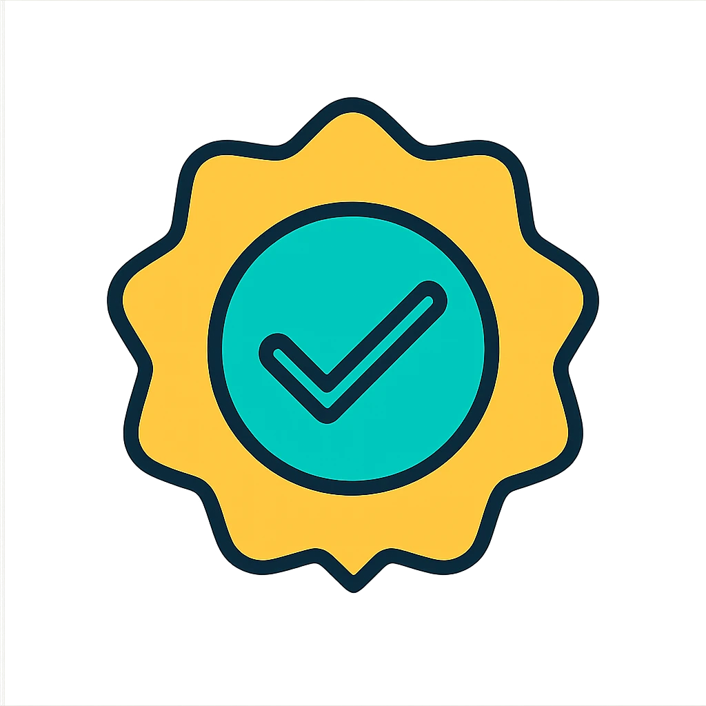 verified badge icon, checkmark in a circle, clean and modern style emoji