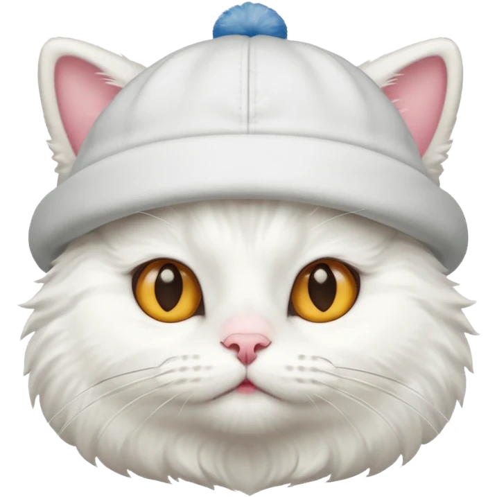White cat with a cap emoji