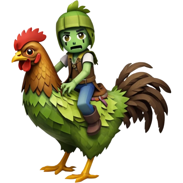 Minecraft zombie riding a chicken emoji