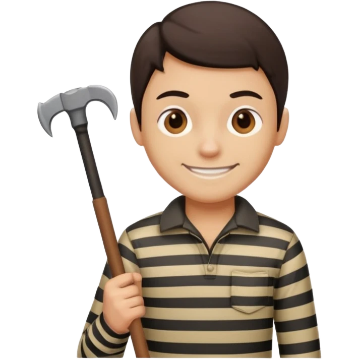 Thief with crowbar and striped shirt emoji