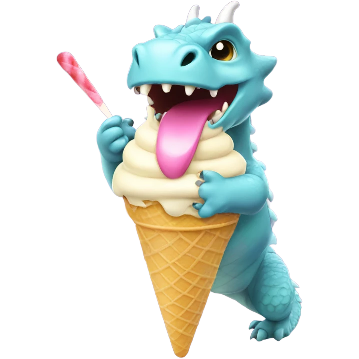 Fat dragon lickingice cream emoji