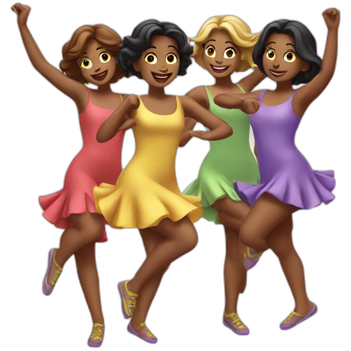 Four girls dancing emoji