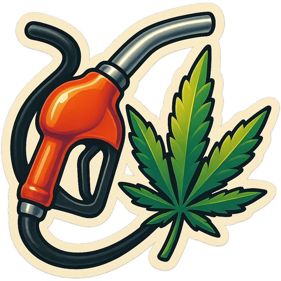 gas pump handle with cannabis leaf emoji