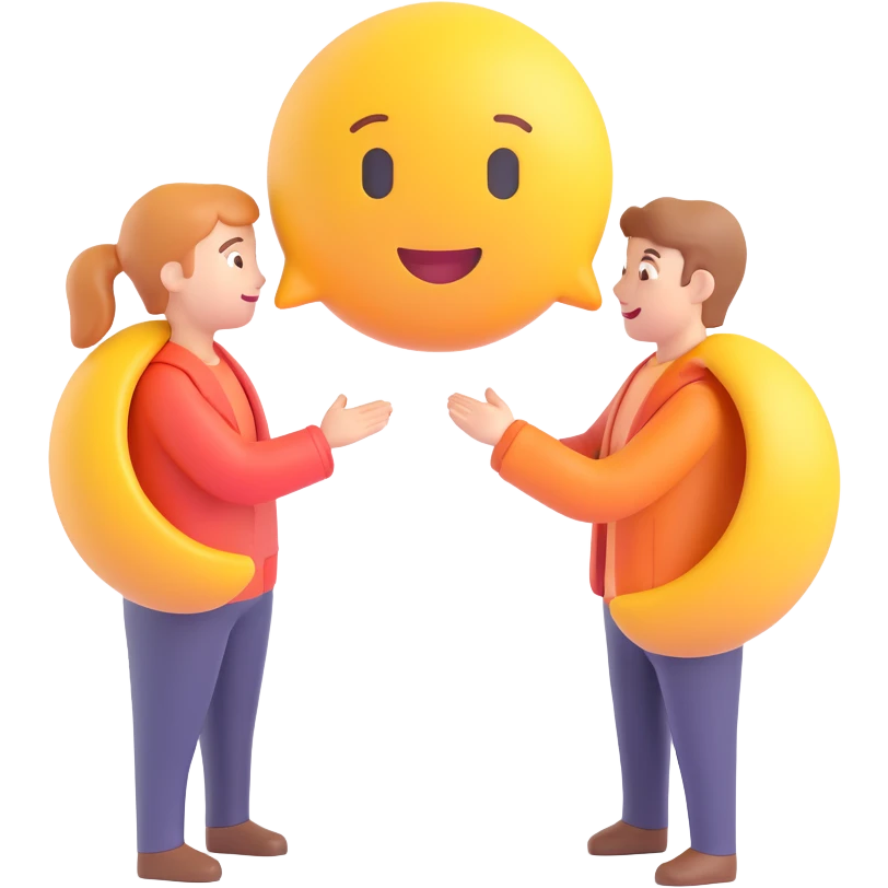two people talking in a loop, representing circle back emoji emoji