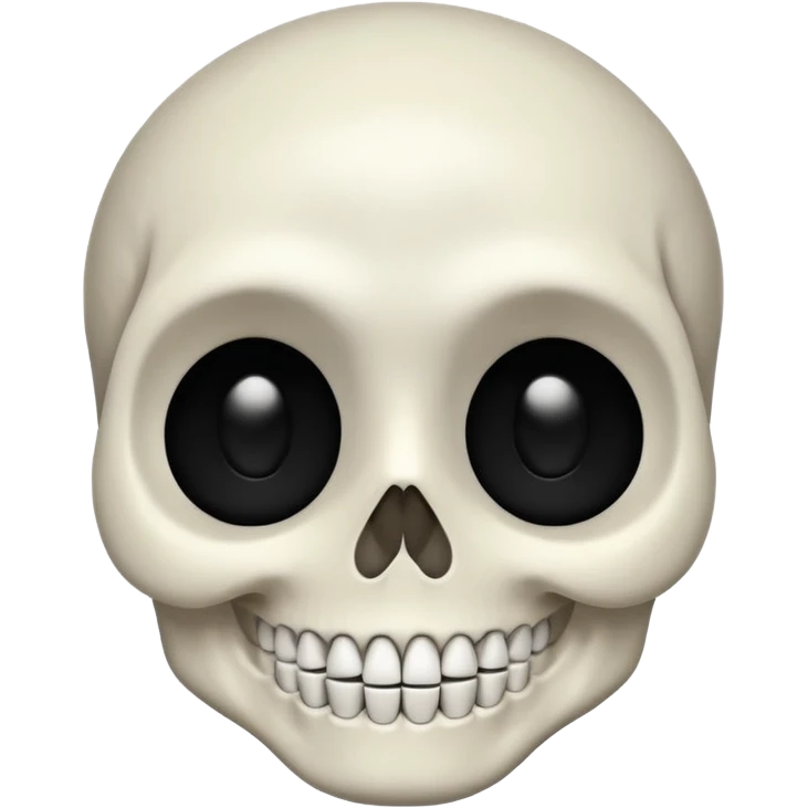 A skeleton face with a big white smile and big black eyes with tiny pupils emoji