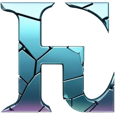 Stylized letter T with glitch effects or cracked edges emoji