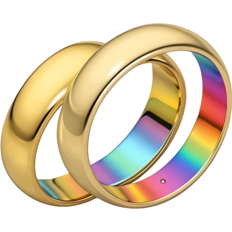 2 wedding bands, one is white gold, one band is yellow gold  emoji