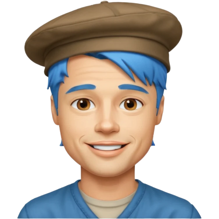 brad pitt, blue hair, hat emoji