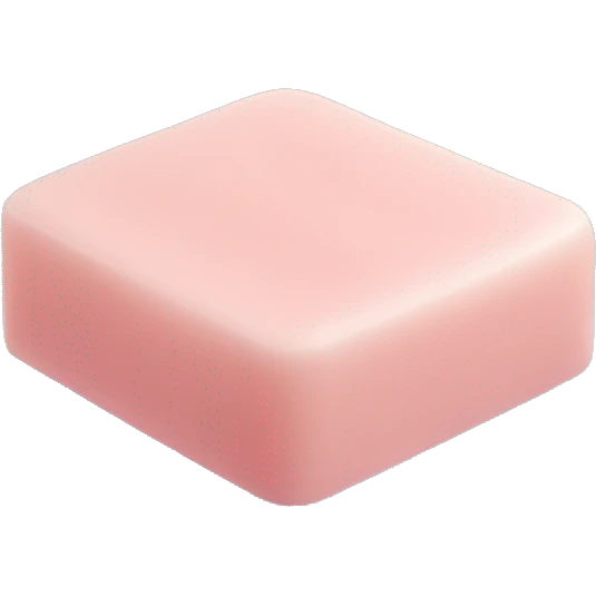 Light pink soap bar sitting on a soap holder emoji