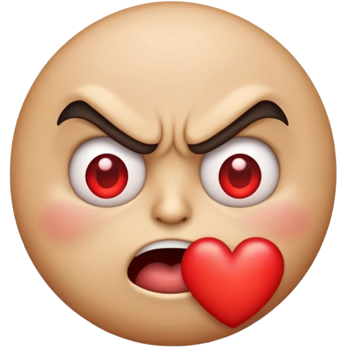 Cara de emoji enfadado con un corazón  emoji