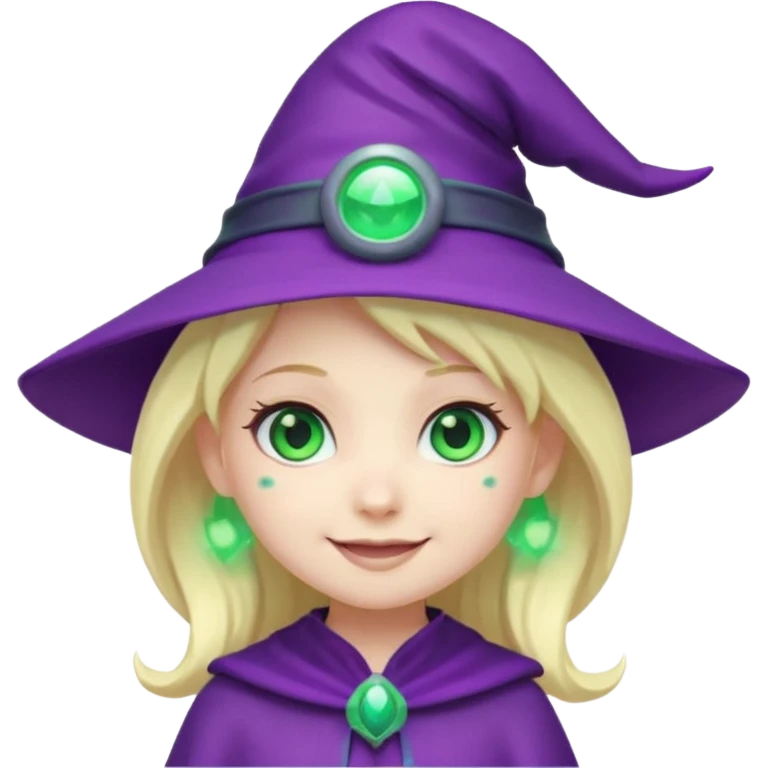 Make a blonde girl with green glowing headset on with teal eyes and a purple haired girl with green eyes waering a purple wit hes hat haveing fun , make them a chibi emoji page emoji