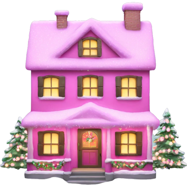Pink lighted Christmas house  emoji