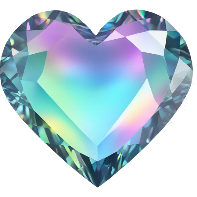 Heart shaped 56-carat iridescent diamond emoji