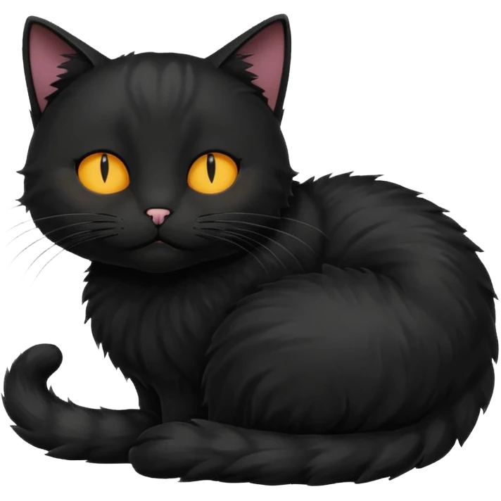 Curled Sleeping Cat black emoji