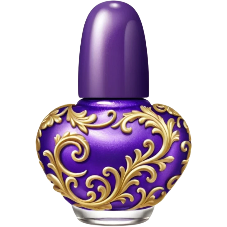 gold and dark purple rococo inflatable puffy nail polish emoji