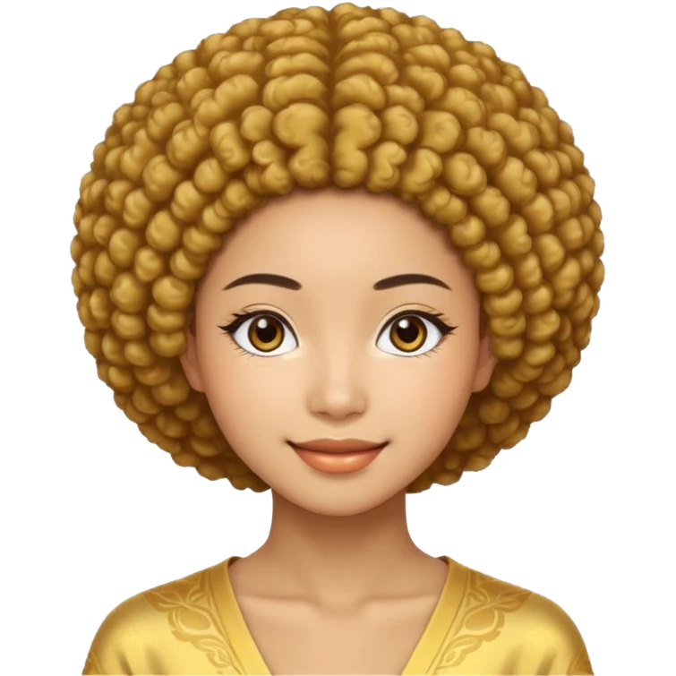 une image d'une fille métisse afro japonaise très belle de 20 ans réaliste emoji