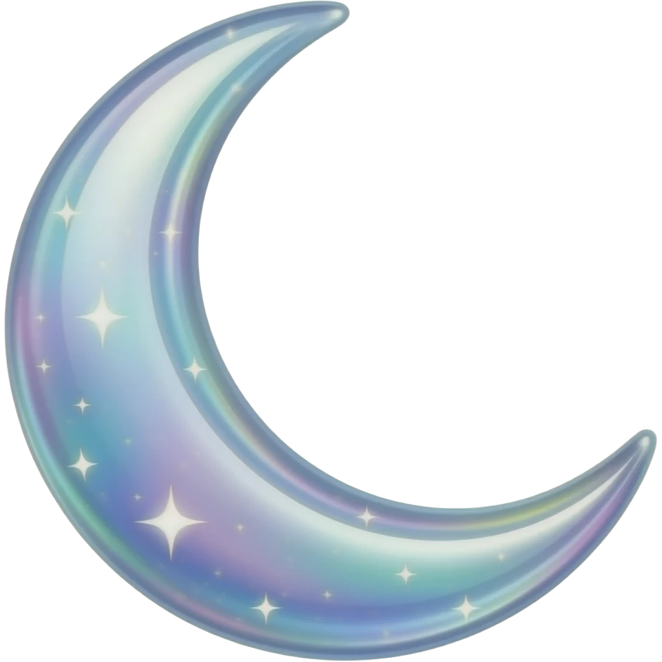 Shiny iridescent scented starry lit luminescent translucent diaphanous Crescent moon emoji