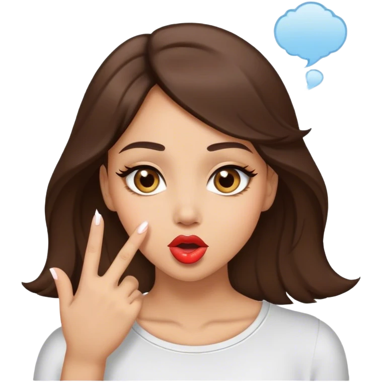 Light skin brunette with light brown eyes blowing a kiss  emoji