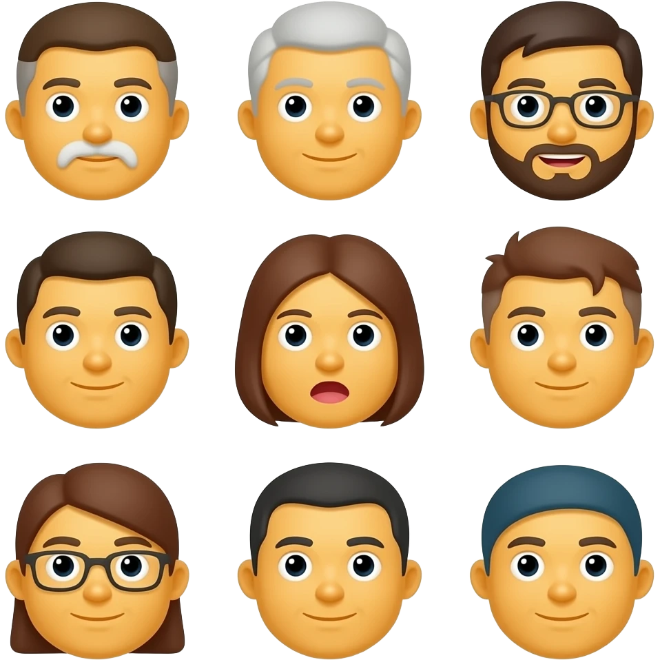 сгенерируй пак имоджи на тему пожелых людей emoji