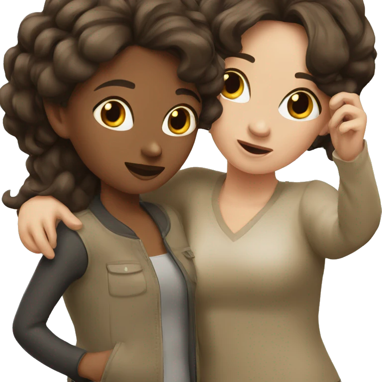 two brunette girls  emoji