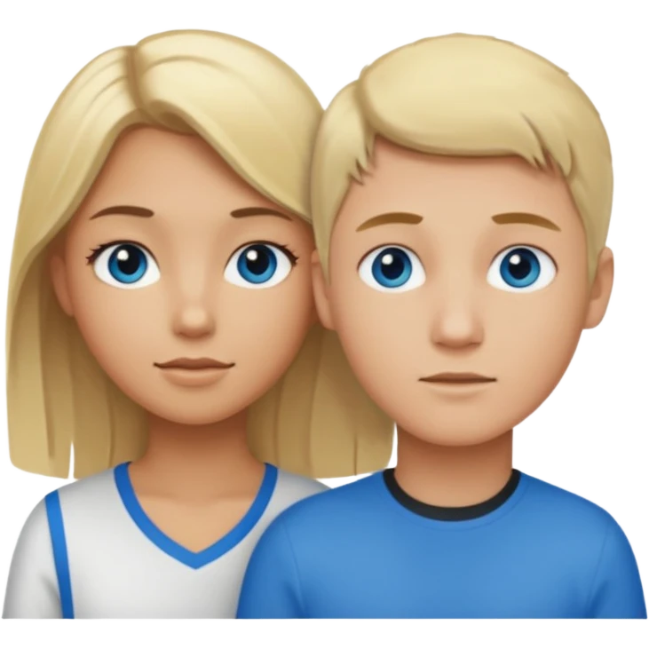 A tan girl with blonde hair and black eyes and a white boy with blonde hair and blue eyes emoji
