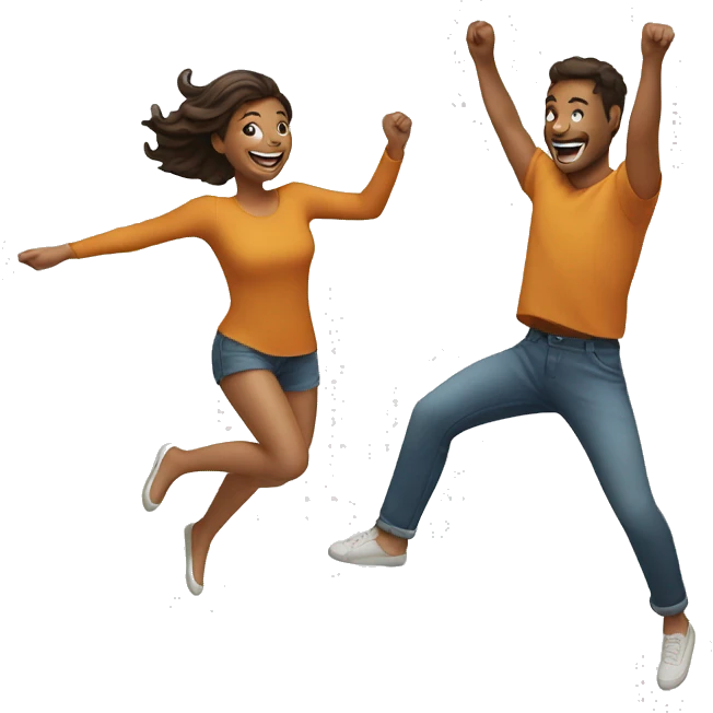 a couple jumping happy emoji